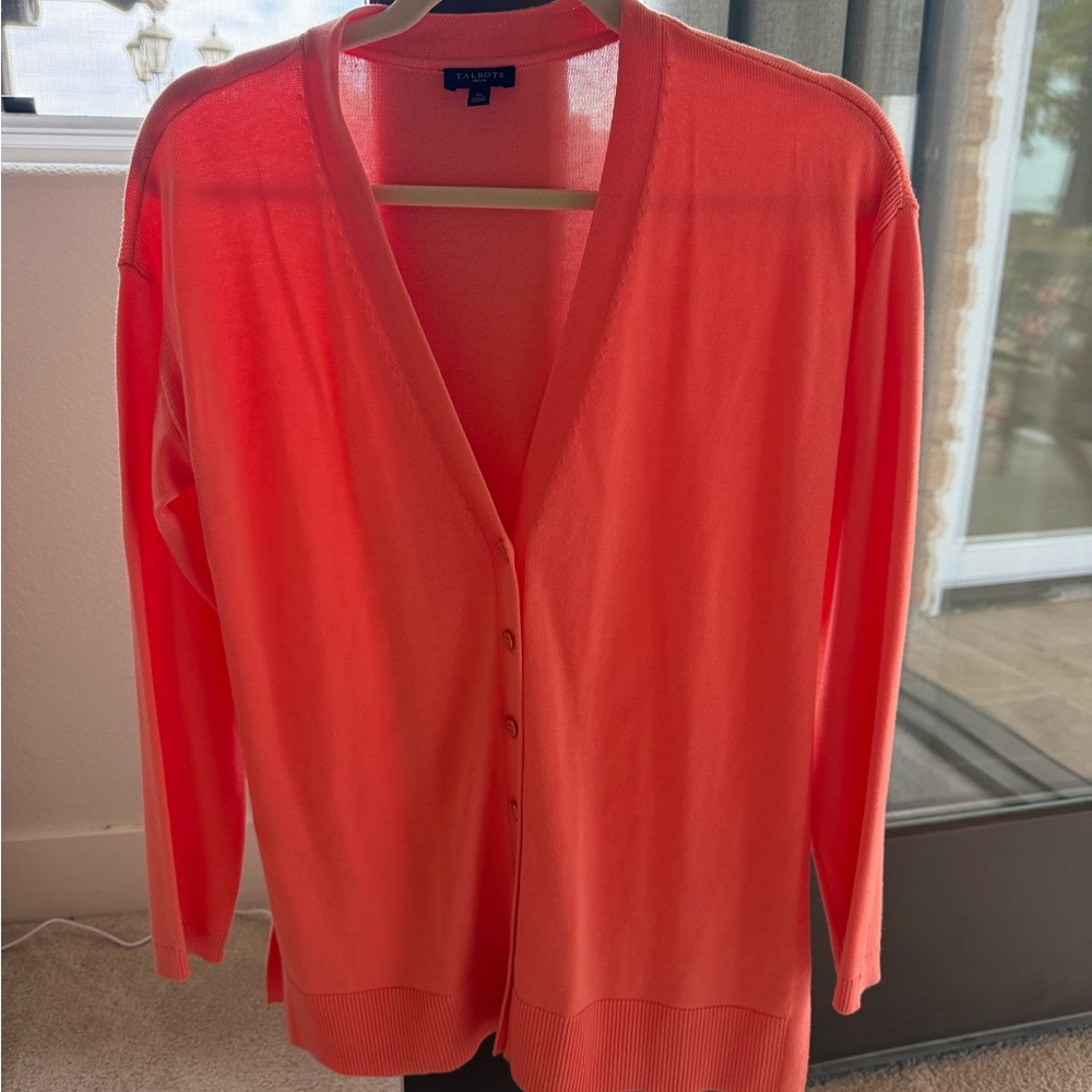 Talbots Women's Light Coral Cardigan Sweater. New.